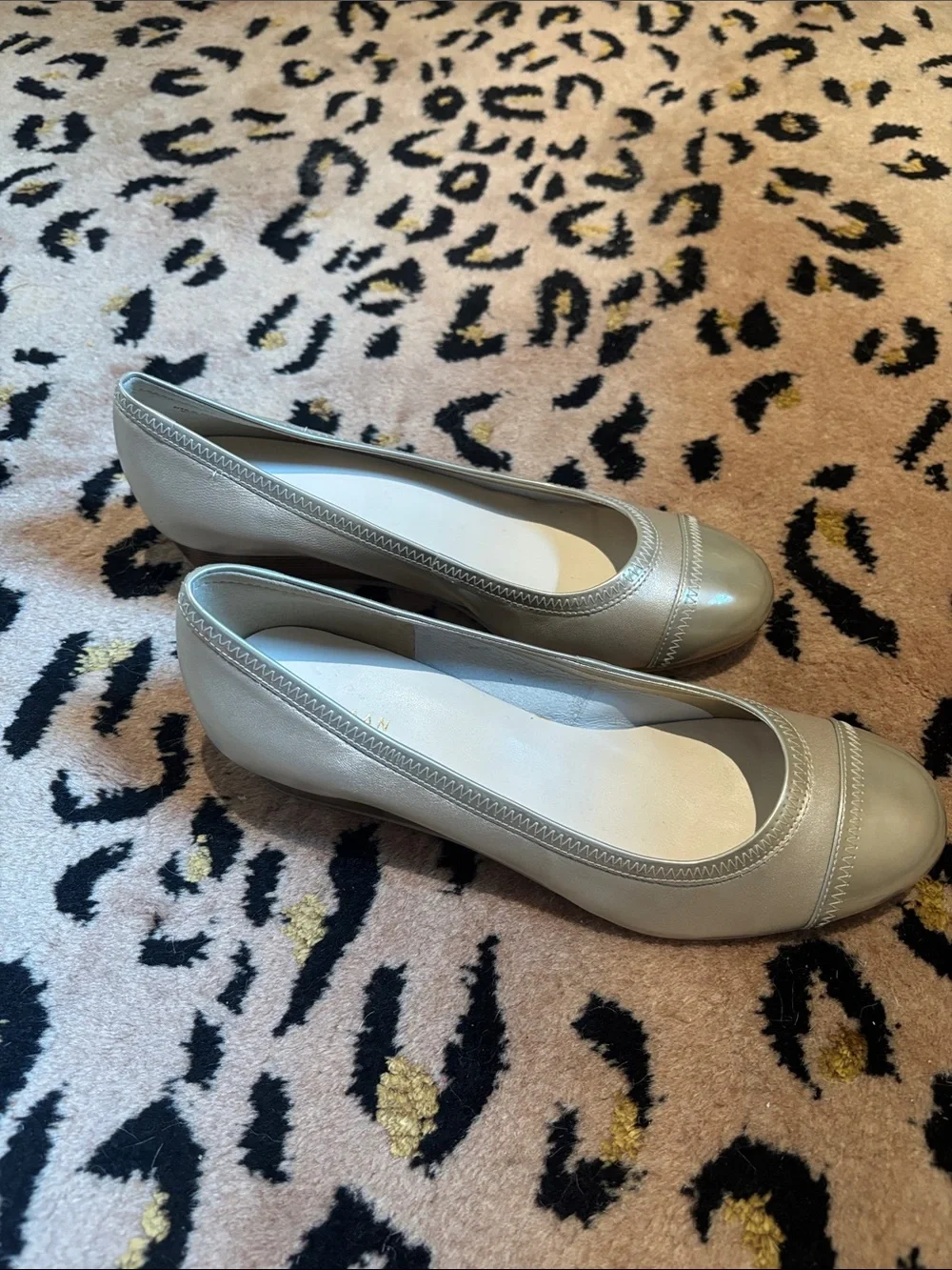 Cole Haan Elsie Cap Toe Wedge in Soft Gold Metallic BNIB